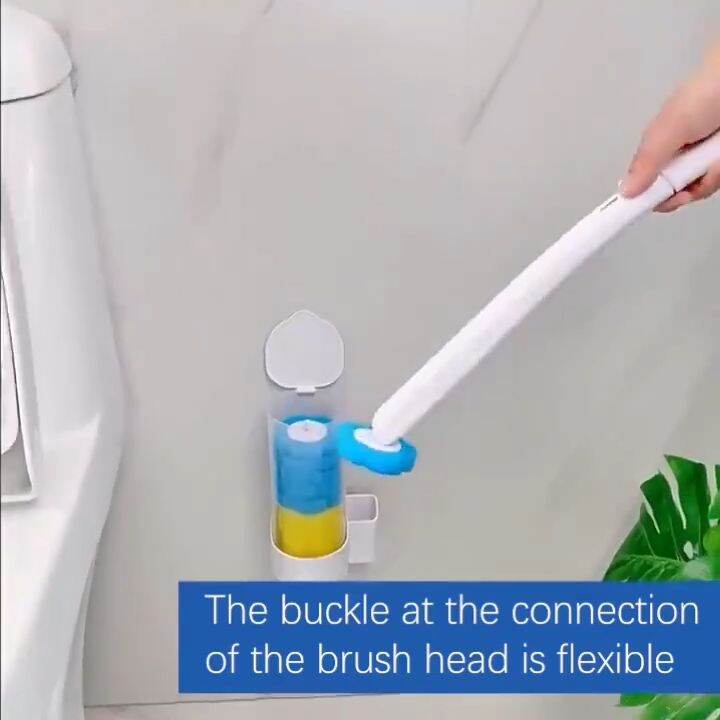 Disposable Toilet Brush with Long Handle Flexible Bathroom