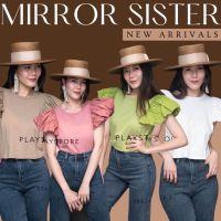 ?ป้าย MiRRoRSiSTER เสื้อยืดทรงครอปน่ารักมากๆ ดีเทลที่แขนแต่งย่นๆ ใส่ง่ายแมชกับอะไรก็เก๋