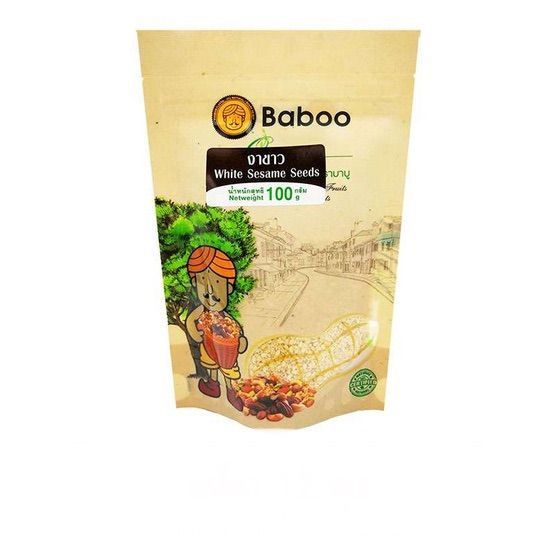 งาขาว ตราบาบู (White Sesame Seeds Baboo Brand) 100 g.