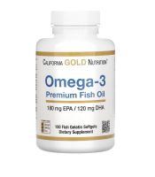 California Gold Nutrition, Omega-3, Premium Fish Oil, 100 Fish Gelatin Softgels