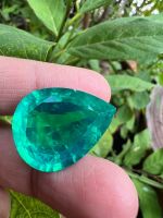 พลอย Columbia โคลัมเบีย Green Doublet Emerald มรกต very fine lab made pear shape 18x24 มม mm...25 กะรัต 1เม็ด carats รูปหยดน้ำ (พลอยสั่งเคราะเนื้อแข็ง)