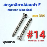 2TEESTORE สกรูเกลียวปล่อยสแตนเลส sus หัวเตเปอร์(F) #14 ทุกความยาว เกรด304