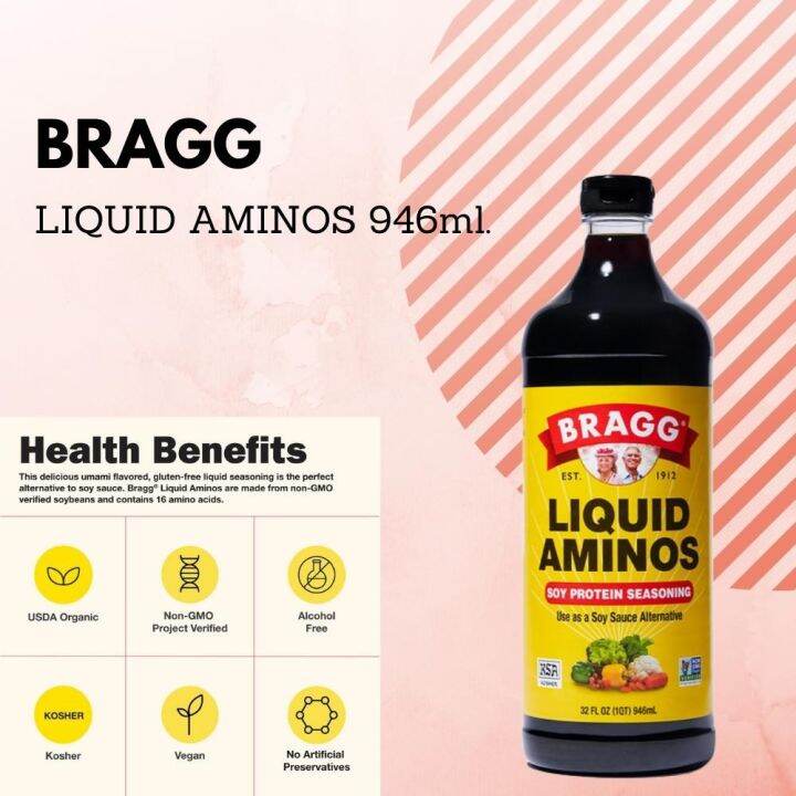 BRAGG LIQUID AMINOS 946 ml. ( Keto , Glutenfree , Organic ) Lazada.co.th