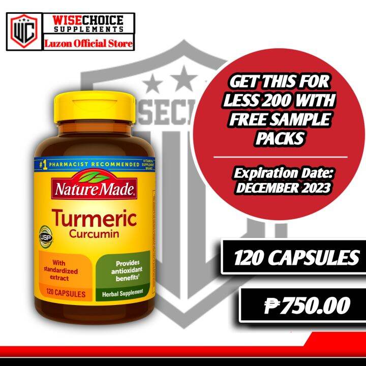 NATUREMADE TURMERIC 120 CAPSULES LESS 200 EXPIRATION DECEMBER 2023