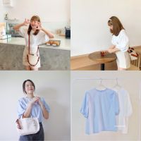 wewearever 〰️เสื้อรุ่น Almond top (Baby blue,White☁️)