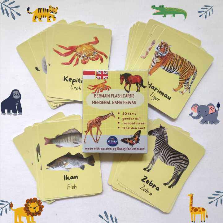 Flash card hewan gambar asli / flashcard binatang mainan edukatif I