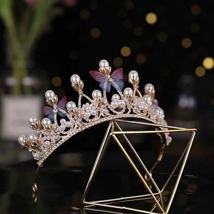 Fairy Butterfly Princess Tiara Crown Gold Pearl | Lazada PH