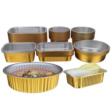 50pcs Aluminum Foil Tray Pan Disposable Thickened Food Container