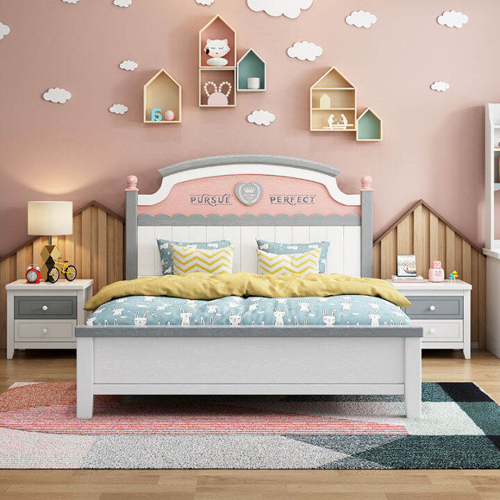 Modern Minimalist Solid Wood Children's Bed Girls' Bed Princess Bed 1.5 ...