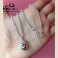 เงินแท้ / สร้อยคอเงินแท้ พร้อมจี้เงินแท้(ถุงเงินหัวนะโม) / Kr silver