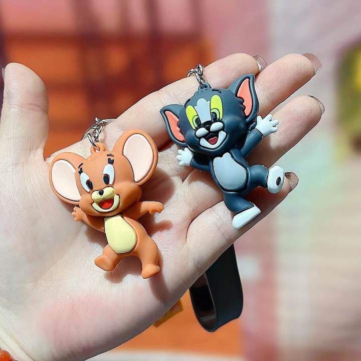 Tom and Jerry Cartoon Anime Figure PVC Doll Keychain Bag Keyring