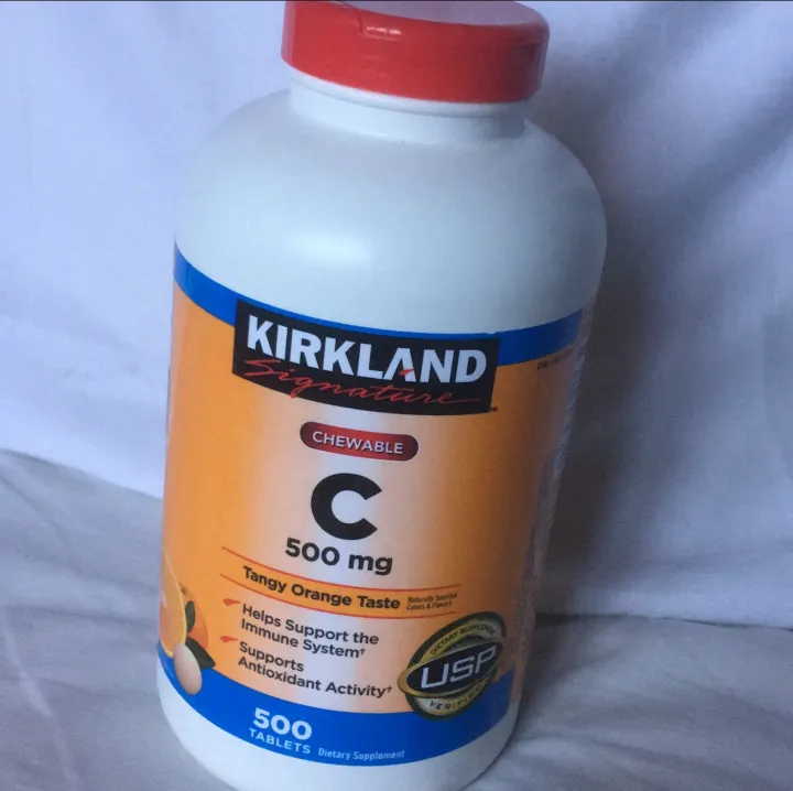 Kirkland Signature Vitamin C 500mg Chewable 500 Tablets Tangy Orange