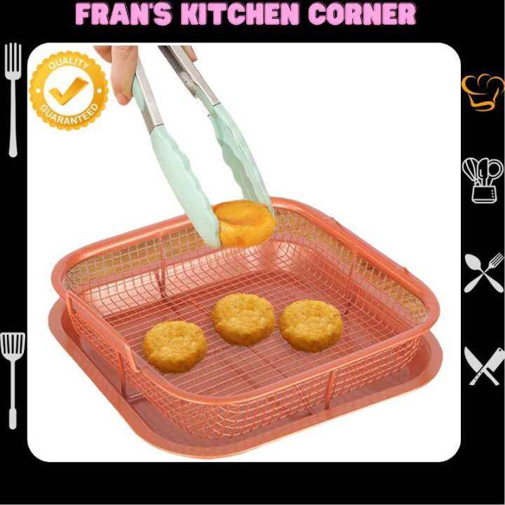 Oil Frying Baking Pan Copper Baking Tray Grill Crispy Mesh NonStick