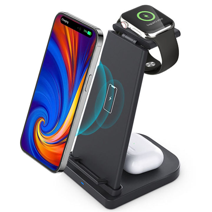 Charging Station for Multiple Devices Apple, 4 in 1 Wireless Charger  Station, with Qi-Certified 30W Charging Dock for Apple Watch 7 6 SE 5 4 3,  iPhone