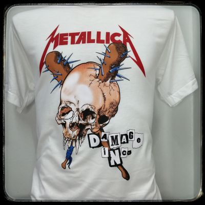 เสื้อ​วง​Metallica​ผ้า​บาง​คอกลมสีขาวชายหญิง