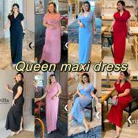 ชุดราตรี Queen maxi dress ชุดเดรสออกงานคอวี