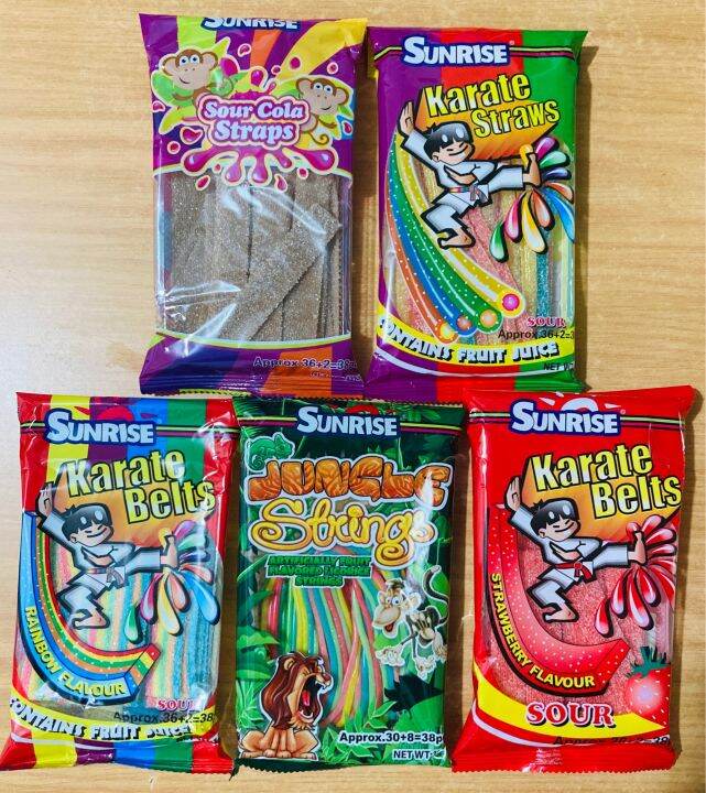 Sunrise Karate Belts 38pcs (160g) Sunrise Rainbow Karate Belts / Gummy