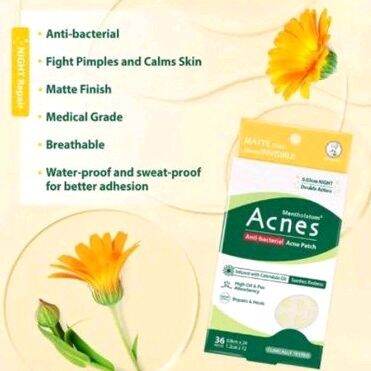 MENTHOLATUM ACNES ANTI-BACTERIAL CALENDULA NIGHT PATCH 36s (0.03cm ...