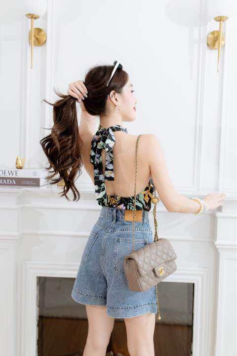 dewishes-floral-top-เสื้อคล้องคอผูกโบว์คอหลัง-ลายดอก