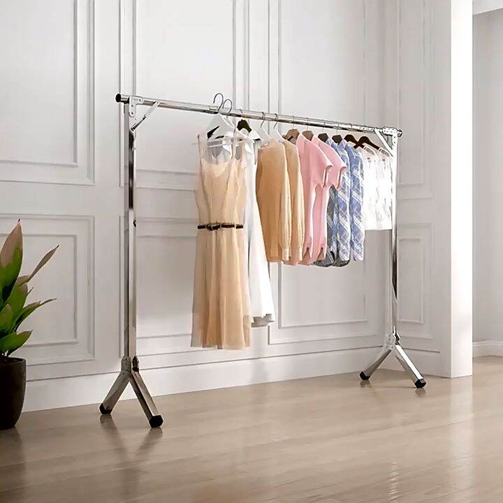 Folding Length Adjustable Saves Space Clothes Rack Floortoceiling