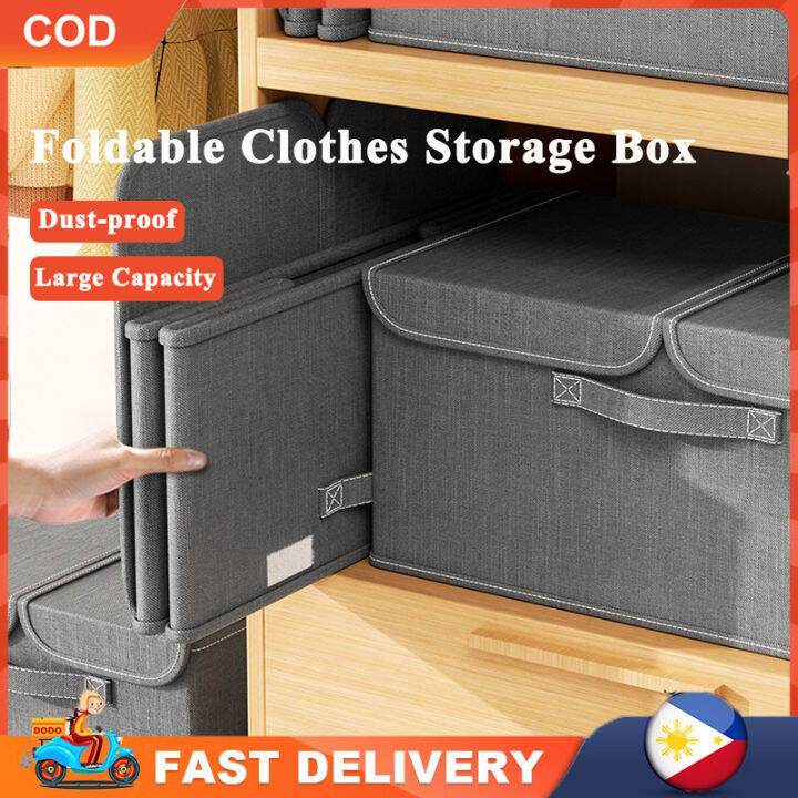 Foldable Closet Storage Box with Double Cover Dust-proof Sorting Boxes ...