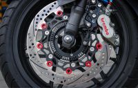 ชุดปั้มเบรคแท้หน้าหลังHONDAFORZA-350 ยกเซต  BREMBO4POTเทาโลโก้แดง  BREMBOปักข้างโลโก้แดง ขาจับปั้มดิสหน้า-หลัง จานดิสเบรคหน้าREVOLUTION จานเบรคหลังKAMUII