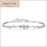 [B01] Born to be?กำไลเงินแท้925 ชุบทองคำขาว18k Bijou สร้อยข้อมือออกงาน กำไลเพชรcz สร้อยข้อมือเงิน กำไลข้อมือสุดหรู