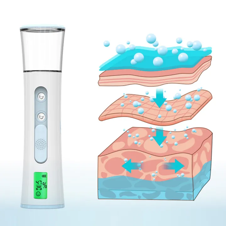 DoubleSpray Nano Mist Sprayer Mini Hydrating Humidifier With Skin Test Analyzer Facial Steamer