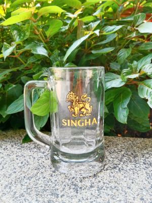 แก้วสิงห์ SINGHA Beer Glass แก้วเบียร์สิงห์ แก้วเบียร์ แก้วมัค แก้ว ขนาดความจุ 355 ML (กว้าง 7 CM สูง 14 CM)  ลิขสิทธิ์แท้ SINGHA BY  Ocean Glass