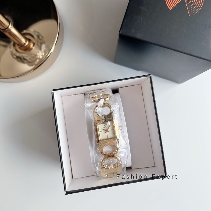 ของแท้100-นาฬิกาข้อมือ-tbw5411-tory-burch-double-t-womens-gold-tone-stainless-mop-dial-watch
