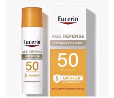 Eucerin Sun Age Defense SPF 50 Face
Sunscreen Lotion with hyaluronic acid ขนาด  75  ml.