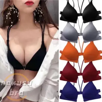 Plus Size 36-44BC Women High Quality Front Buckle Push Up Bra No Steel  Rings Comfortable Breathable Underwear