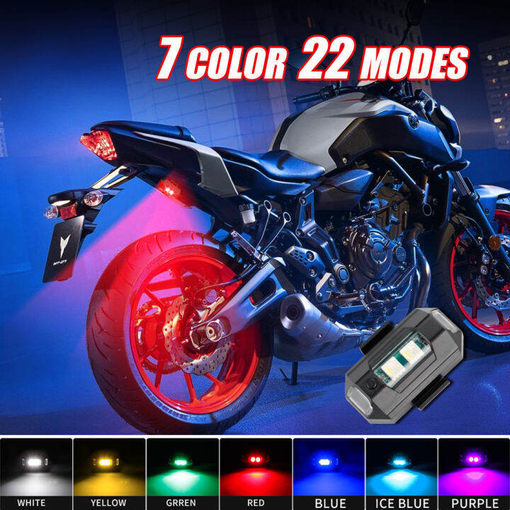 AUTOFun 7 Warna Lampu Strobo Dapat Diisi Ulang Motor Modifikasi Lampu