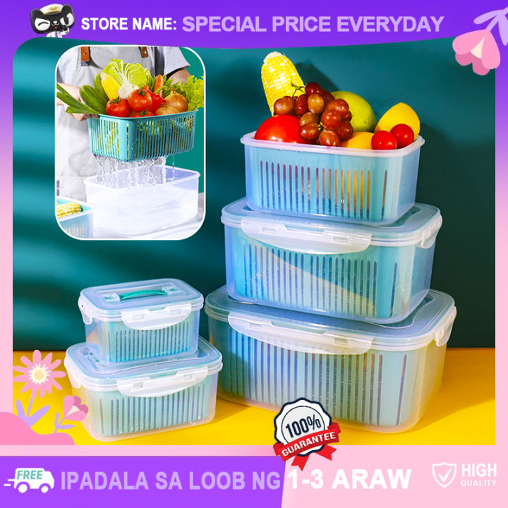 Fruit Vegetable Storage Containers For Fridge Draining Fresh Containers 3  In 1