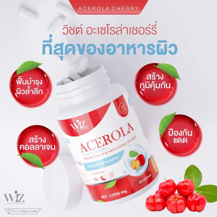 wiz-acerola-cherry-วิซต์-ผลิตภัณฑ์เสริมอาหาร-สารสกัดจากอะเซโรร่าเชอร์รี่-ผสมวิตามินซี