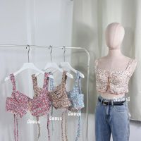 Kb.clothes พร้อมส่ง เสื้อโบกี้ ครอปโบกี้ Bowky Flower Bra แบบผูกหลัง