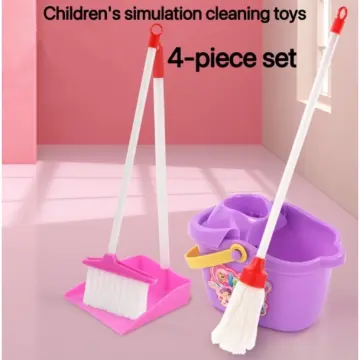 9 Pcs Pretend Play Toys Set Simulation Cleaner Ware Children House Kitchen  Floor Cleaning Tool Furniture Brush Toy Random Color