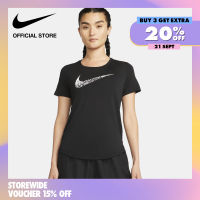 Nike Womens Swoosh Run Short-Sleeve Running Top - Black