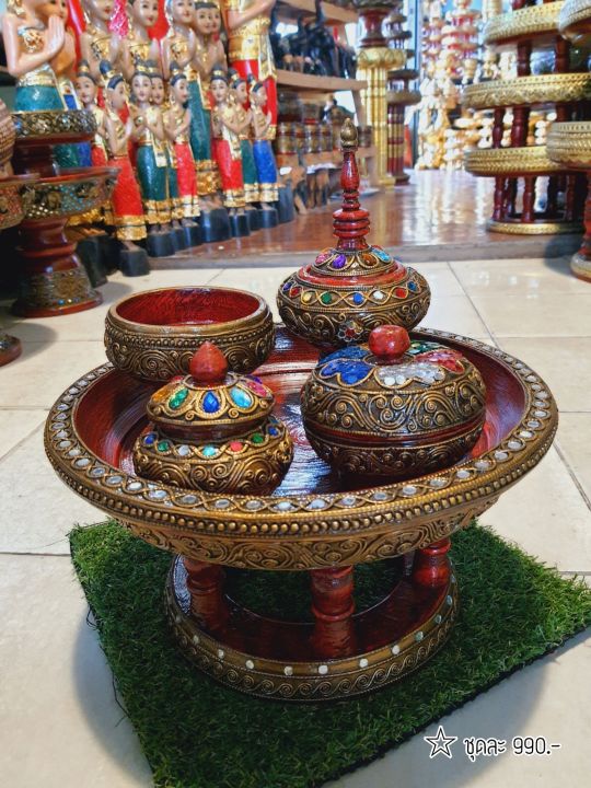 tawaii-handicrafts-ชุดขันโตก-ขันโตก-พานไม้