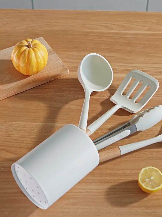 DQQI 8pcs Wooden Silicone Kitchen Wares and Utensils Cooking Tools Set
