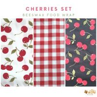 ห่อให้ ผ้าไขผึ้งห่ออาหาร beeswax wrap 4ชิ้นในแพ็ค Cherries