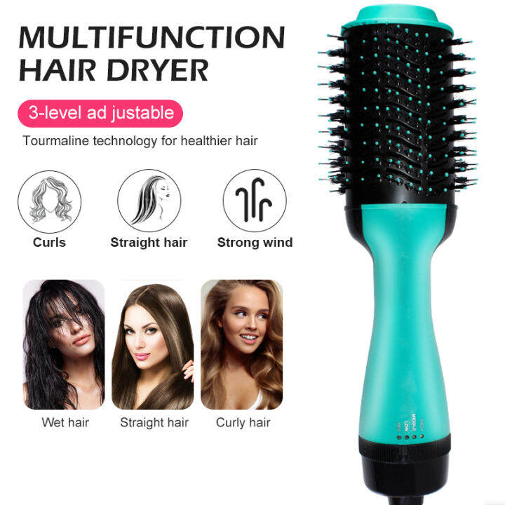 1000w Hair Dryer Hot Air Brush Styler And Volumizer Hair Straightener Curler Comb Roller One