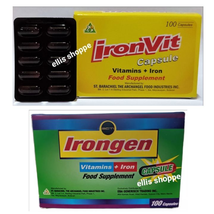Ironvit / Irongen Vitamins + Iron FOOD SUPPLEMENT Box of 100 Capsules