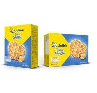 จูลี่ส์บัตเตอร์ วาฟเฟิล Julies Butter Waffles จูลี่ส์บัตเตอร์ วาฟเฟิล แผ่นบางกรอบหอมกลิ่นบัตเตอร์ละมุนเต็มคำ ทานเล่นหรือทานคู่เครื่องดื่ม