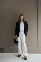 Piccoro - LAZY STRIPED PANTS white กางเกงทรงหลวม