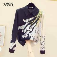 N0.614 [พร้อมส่ง] / เสื้อเชิ้ตคอปกแขนยาวพิมพ์ลายดอกไม้หรูหรา?