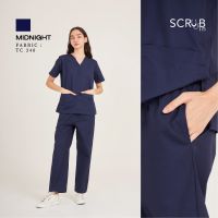 Scrub in  ชุดสครับคอวีพร้อมส่ง unisex สี Midnight (มีบริการปักชื่อ) ผ้า TC340