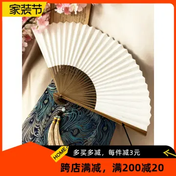 24 Pack Hand Held Fans White Paper Fan Bamboo Folding Fans Handheld Folded  Fan For Church Wedding G