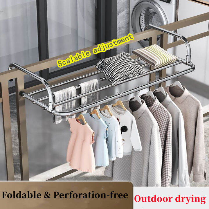 【Malaysia Stock Ready】80cm Stainless Steel Foldable Towel Balcony ...