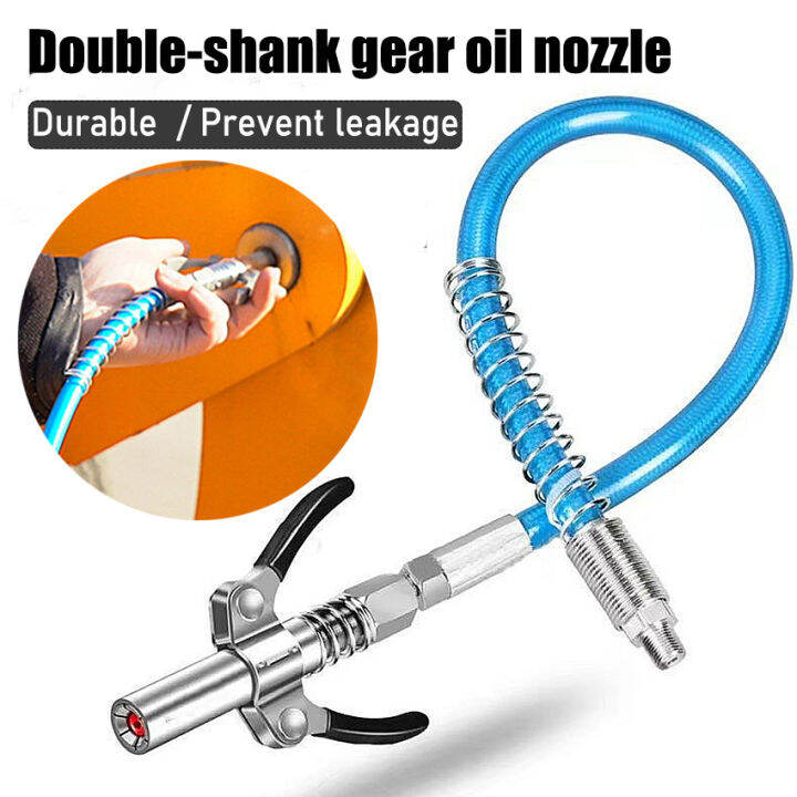 DoubleShank Gear Oil Nozzle HeavyDuty Quick Release Grease Coupler NPTI/8 10000PSI Two Press